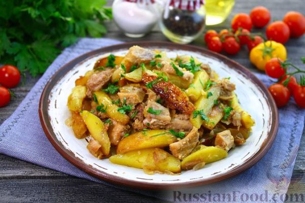 Жареная картошка с тушёнкой